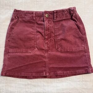 American Eagle Corduroy Mini Skirt Womens‎ Size 6 Maroon Red Pockets A Line